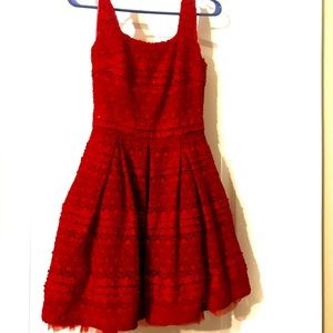 Red knitted flare dress, Sz S